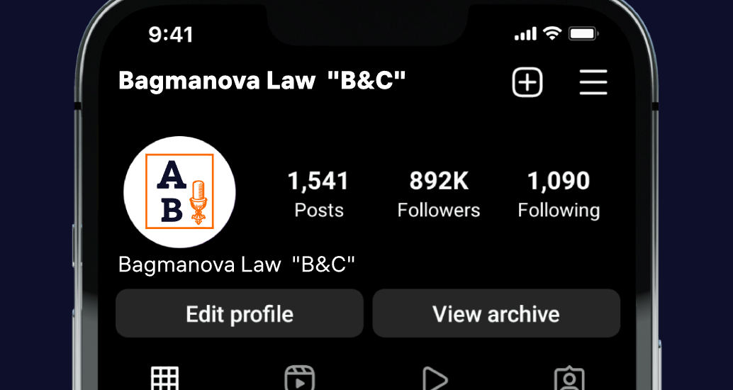 Logo of Bagmanova Law  "B&C"